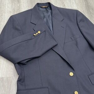 Botany 500 Navy Blue Blazer Gold Buttons Naval Academy Military Formal 48R USA